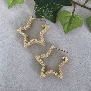 Gold Filled Textured Star Hoop Earrings